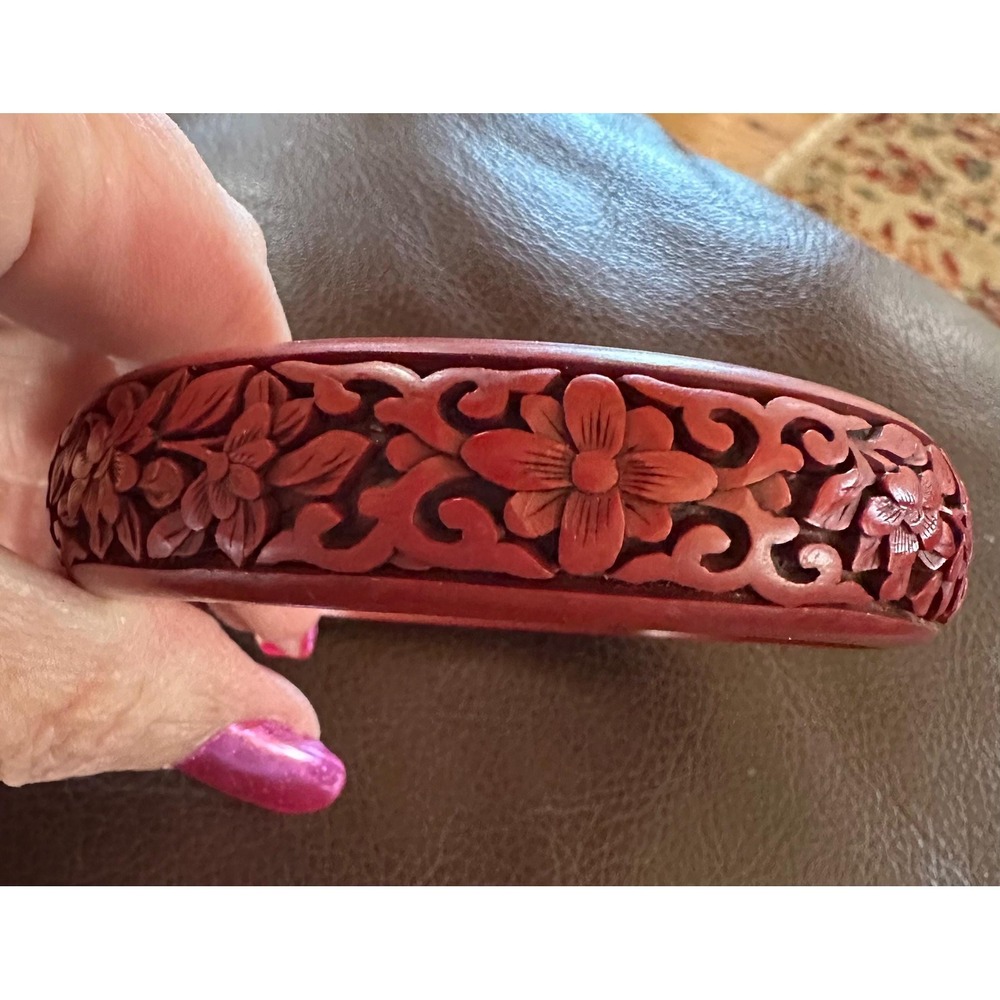 Chinese Cinnabar Bangle Bracelet